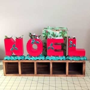 NOEL Figurines Planters Japan Floral vintage letters with box